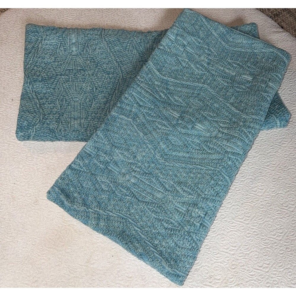 Pier 1 Imports Teal Textured Pillow Covers 20” x 20” Zipper Set Of 2